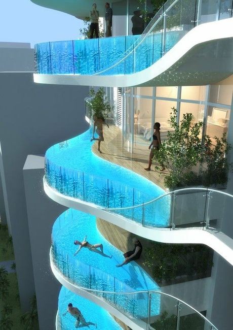Индийци строят сграда с уникални тераси-басейни